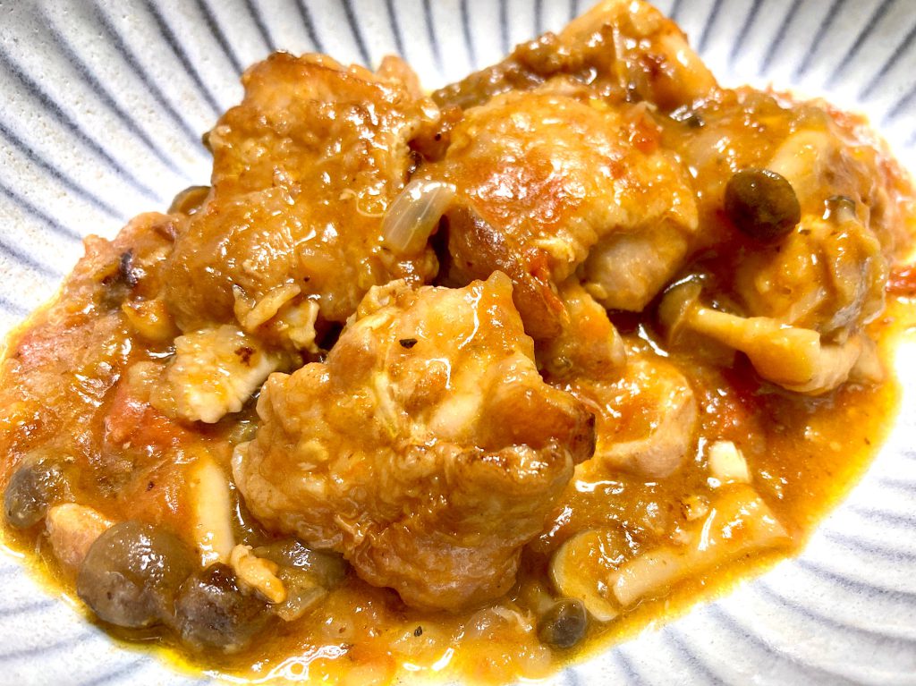 Stewed chicken in white wine