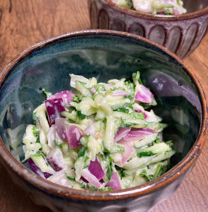 Cucumber and red onion salad