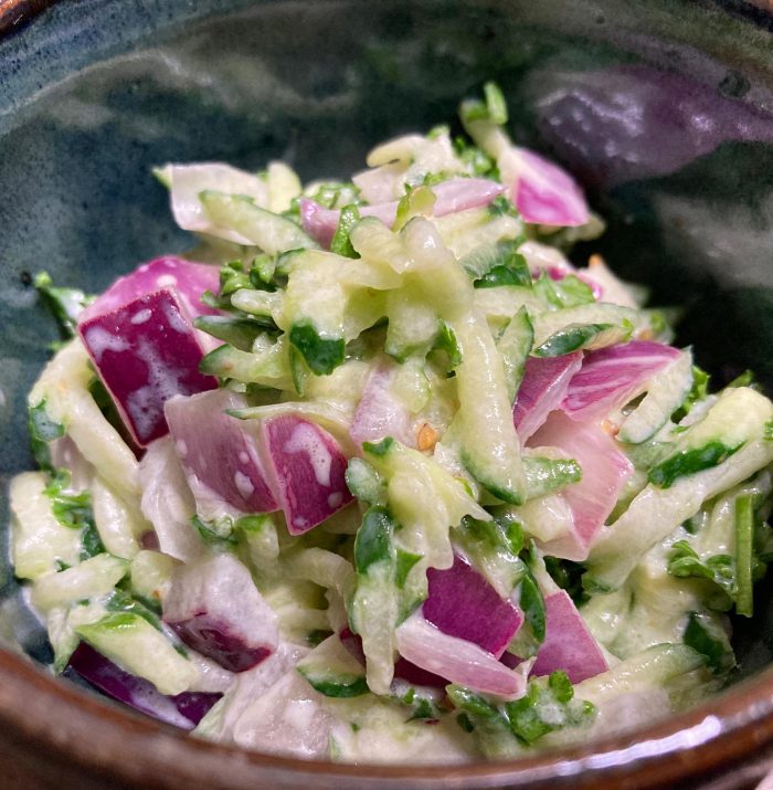 Cucumber and red onion salad